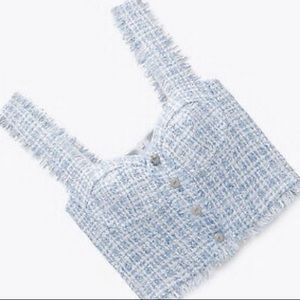 ZARA Textured buttoned top/Light blue